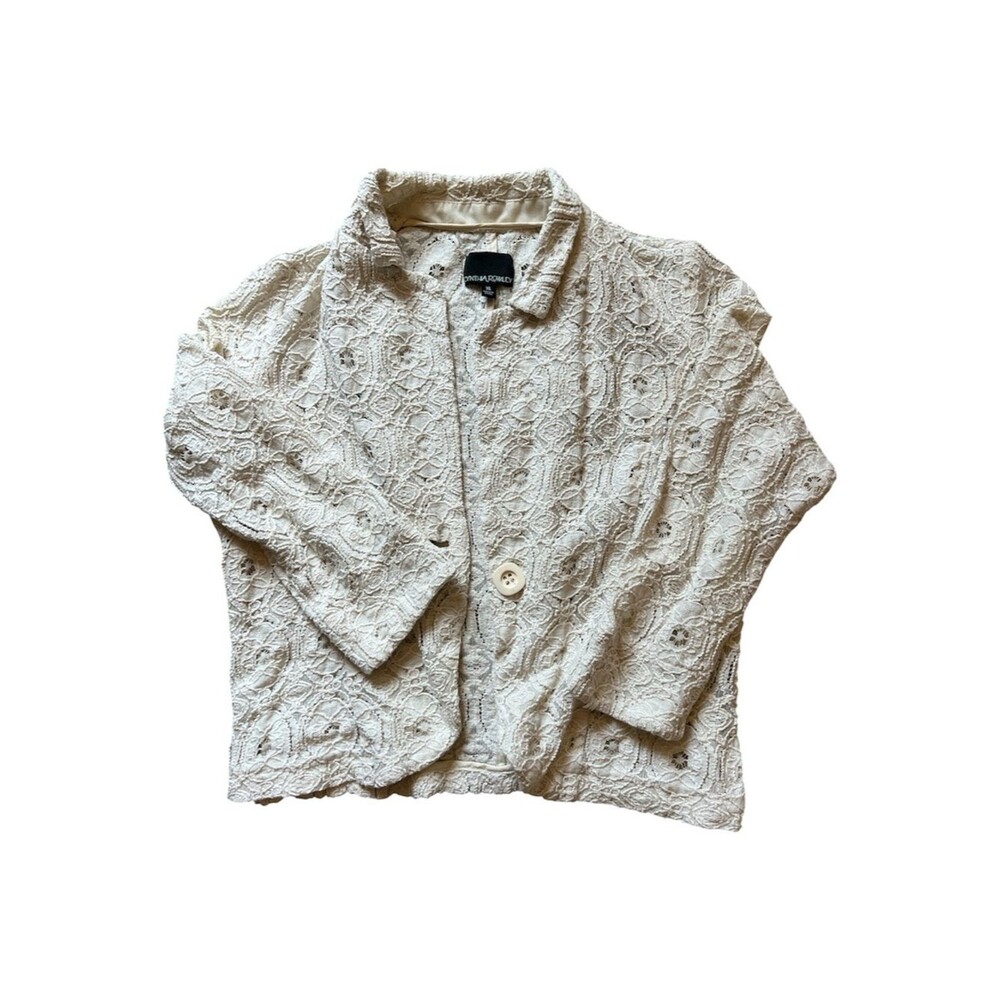 Cynthia Rowley Cream Floral Lace Blazer Jacket XL Cottagecore Boho